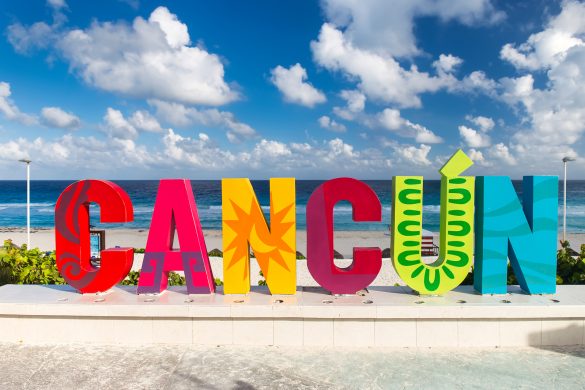 Cancun Inscription In Front Of The Playa Delfines Beach